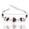 Natural Ammolita Y EtÃ¡nico Opal Gemstone 925 Pulsera De Plata De Ley